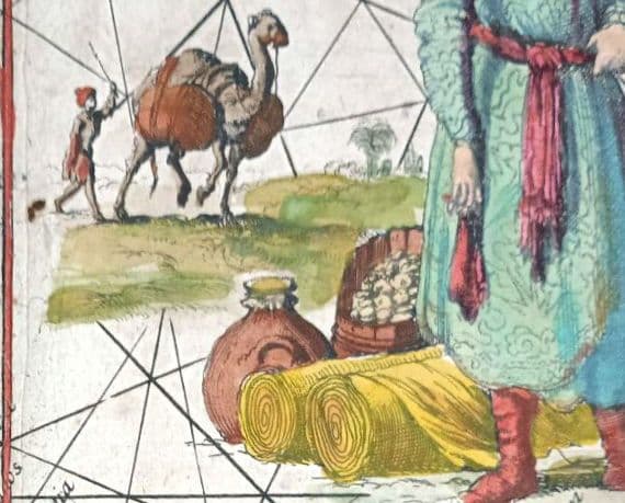 額装品　17世紀　J. ヴァン クーレン作　「西サハラの海岸線」　海図　大型作品