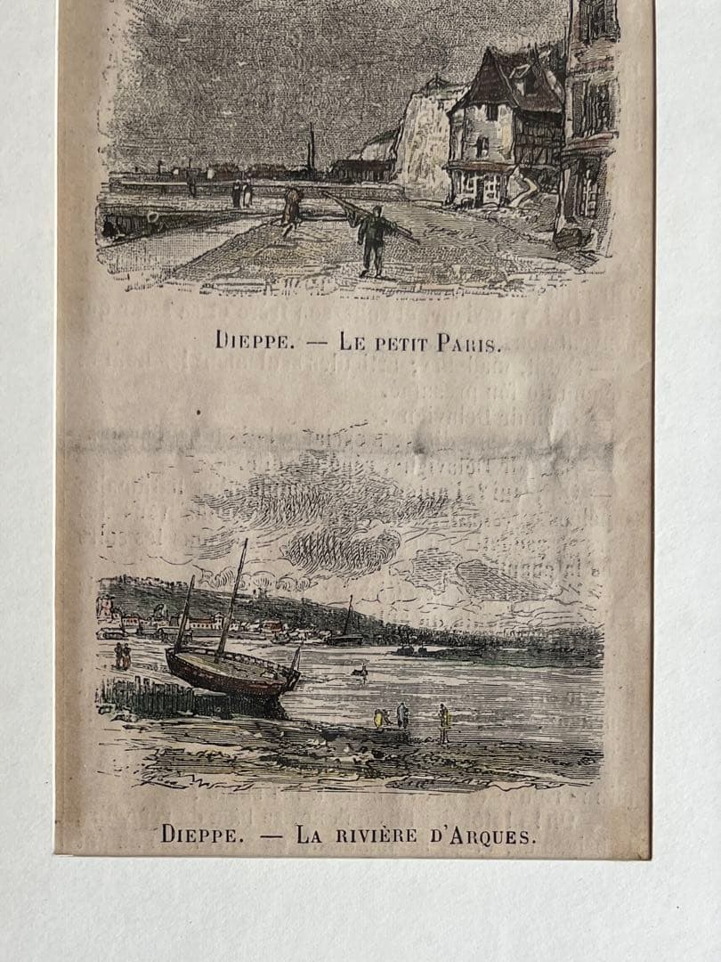 ◆最終SALEフランスアンティーク｜版画田舎の風景ノルマンディー絵画額壁掛け