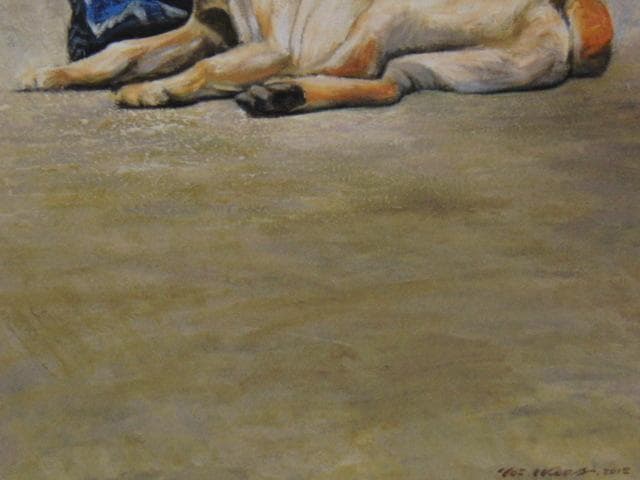 池田良則、【老人と犬】、希少な限定額装用画集画、新品高級額 額装付