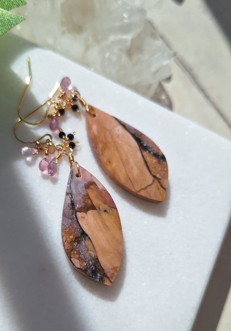 14kgfマリガノジャスパー　レア☆パープルピアス