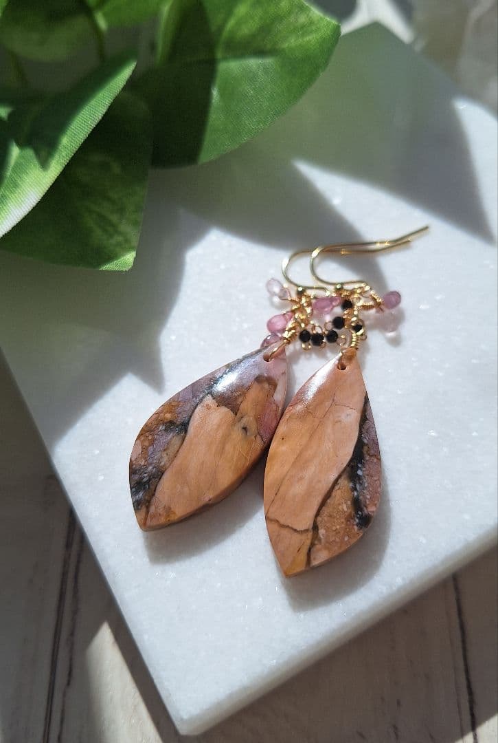 14kgfマリガノジャスパー　レア☆パープルピアス