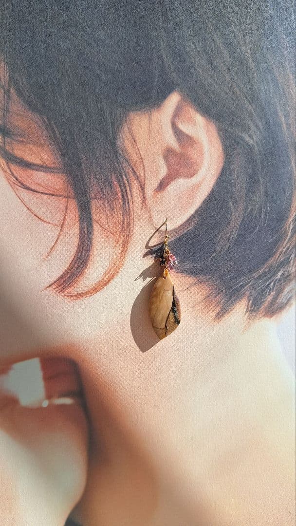 14kgfマリガノジャスパー　レア☆パープルピアス