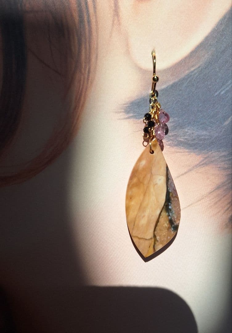 14kgfマリガノジャスパー　レア☆パープルピアス