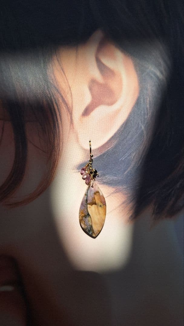 14kgfマリガノジャスパー　レア☆パープルピアス