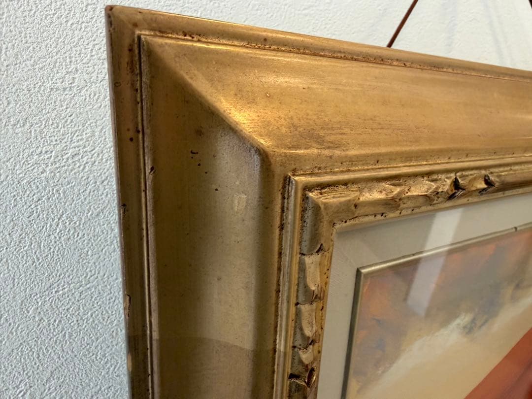 永田金吾 作 赤富士 油彩画 額装入り 直筆サイン・画題紙付き