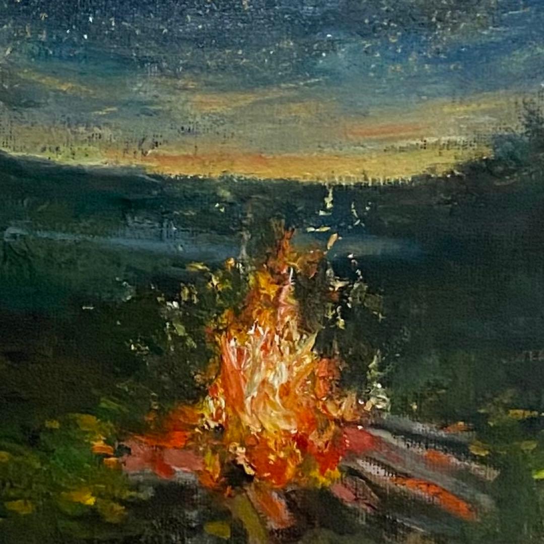 キャンプファイヤー F4 油彩画 絵画 風景画
