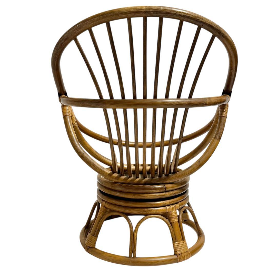 【希少】円形 ラタンチェア 籐椅子 ナチュラル家具 和モダン 美品 ナチュラル