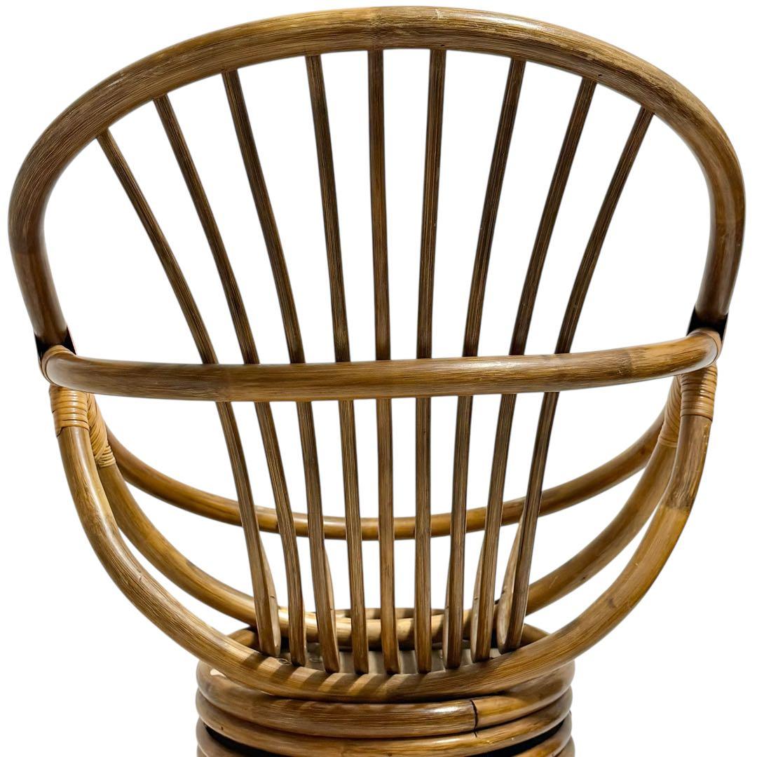 【希少】円形 ラタンチェア 籐椅子 ナチュラル家具 和モダン 美品 ナチュラル