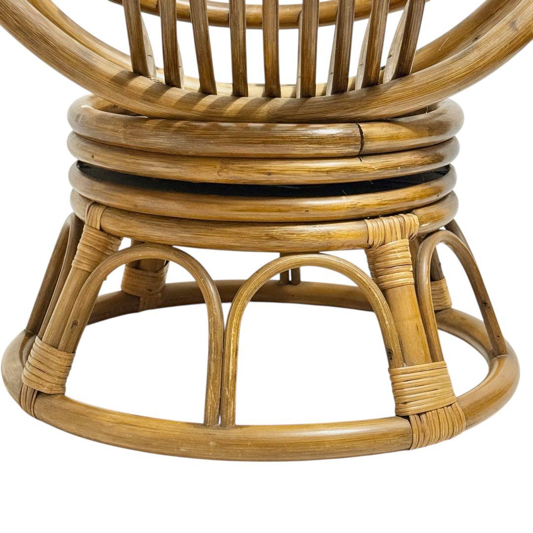 【希少】円形 ラタンチェア 籐椅子 ナチュラル家具 和モダン 美品 ナチュラル