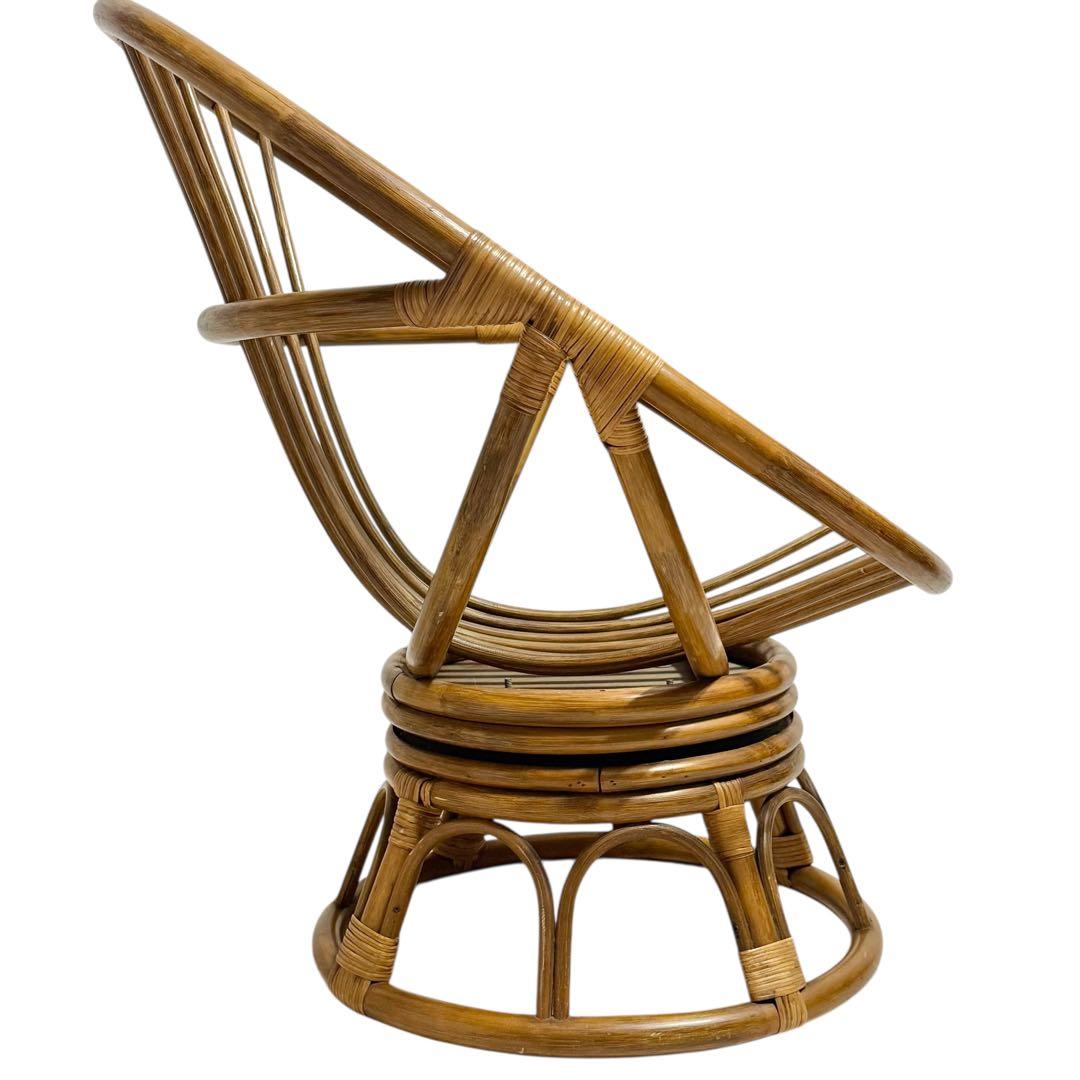 【希少】円形 ラタンチェア 籐椅子 ナチュラル家具 和モダン 美品 ナチュラル