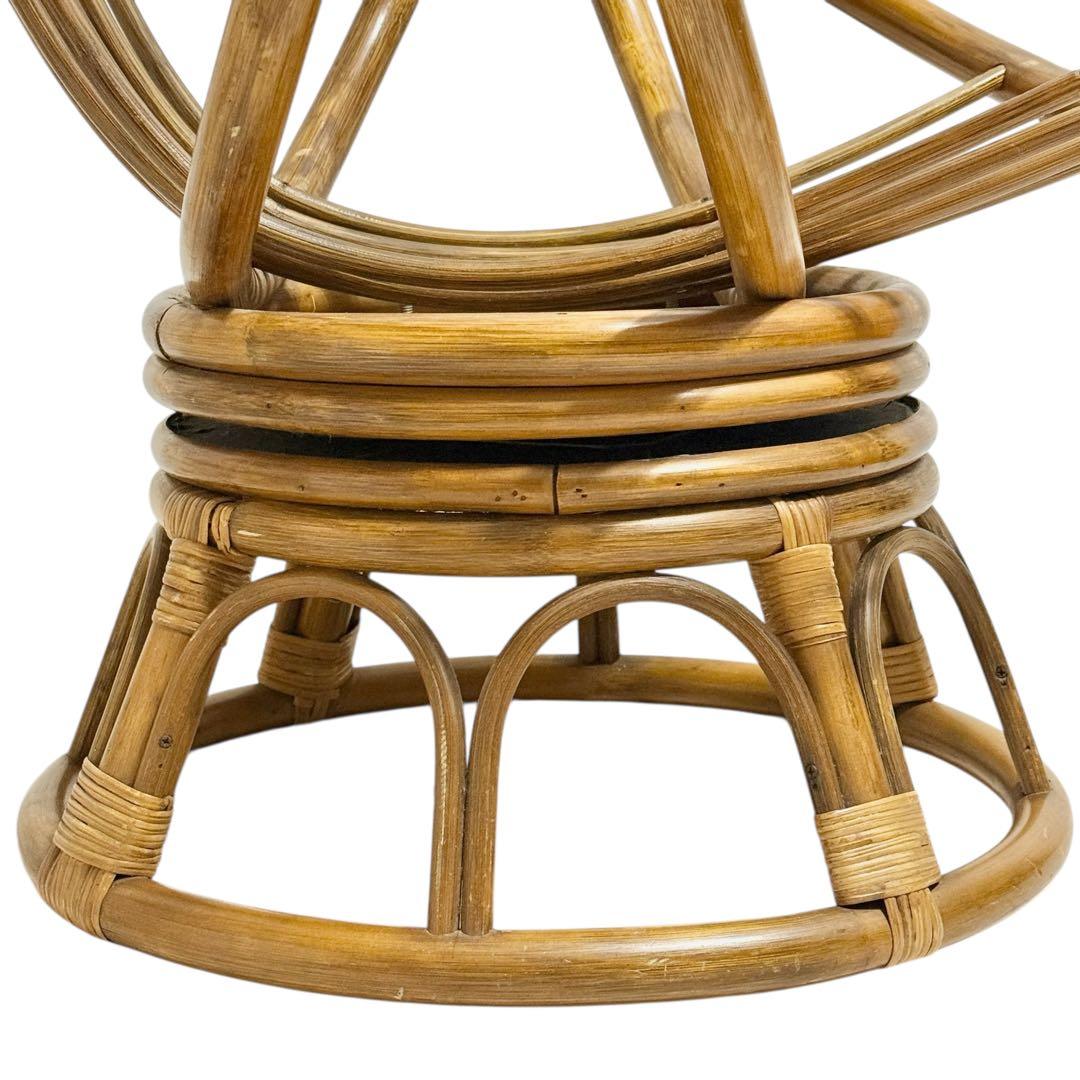 【希少】円形 ラタンチェア 籐椅子 ナチュラル家具 和モダン 美品 ナチュラル
