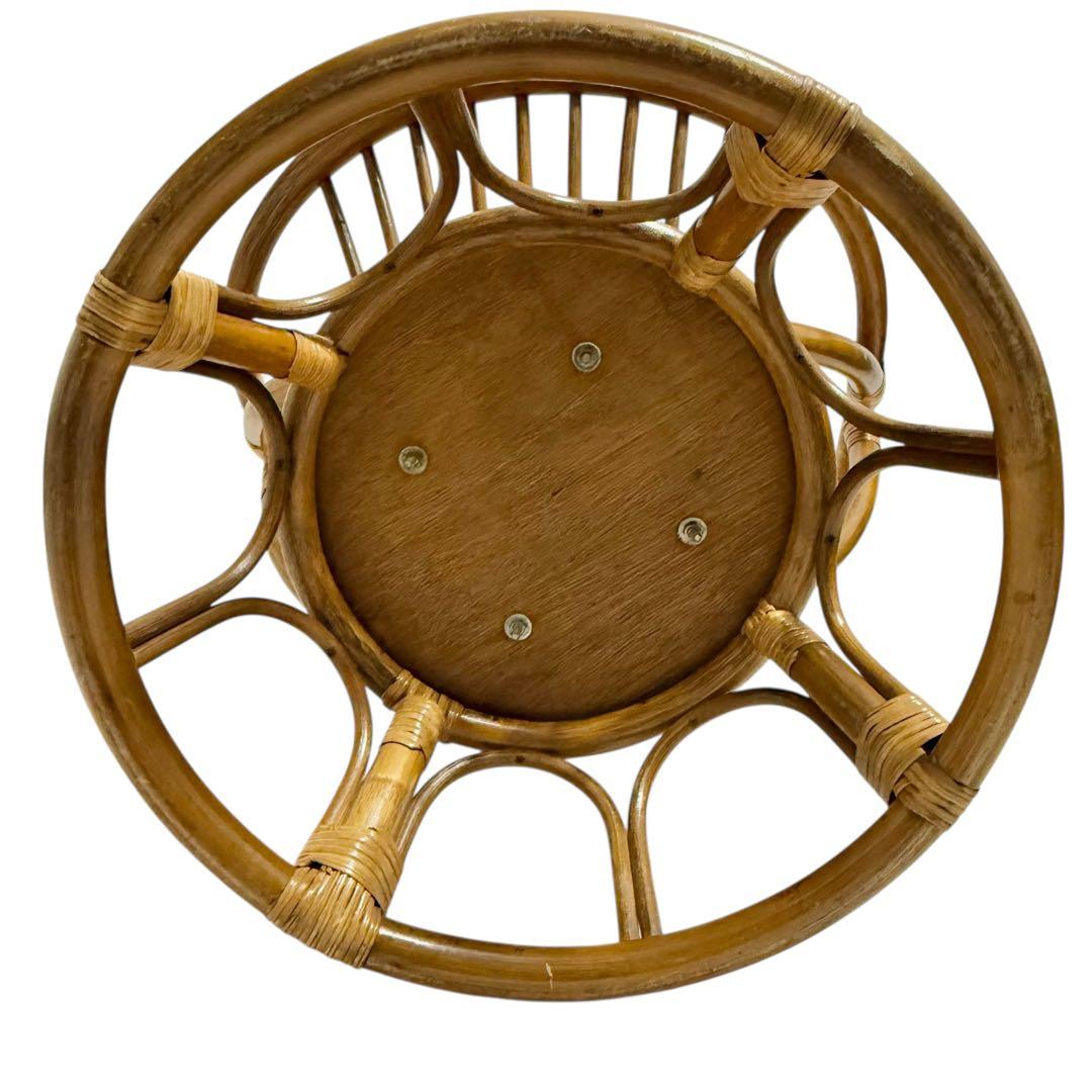 【希少】円形 ラタンチェア 籐椅子 ナチュラル家具 和モダン 美品 ナチュラル