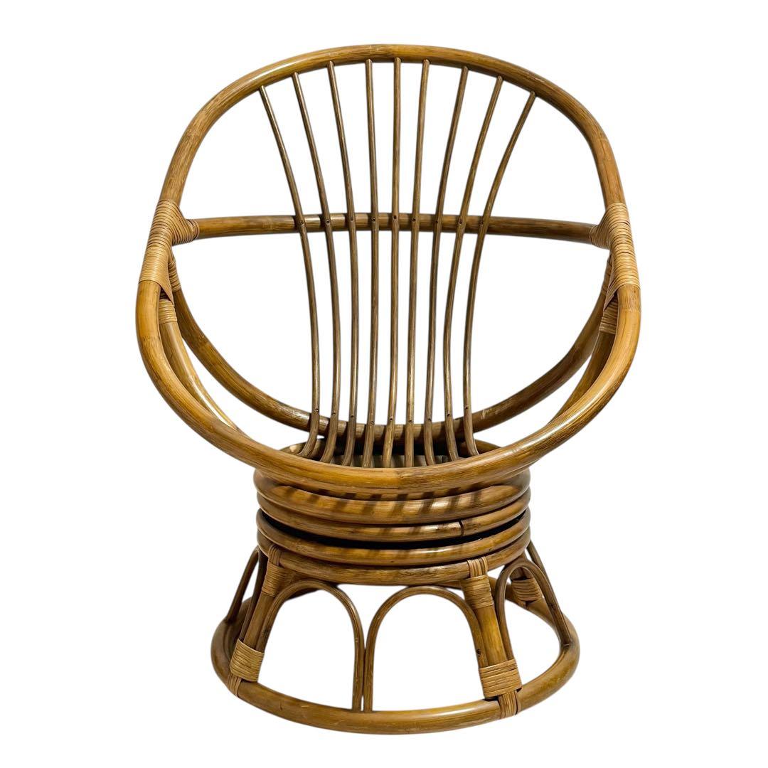 【希少】円形 ラタンチェア 籐椅子 ナチュラル家具 和モダン 美品 ナチュラル