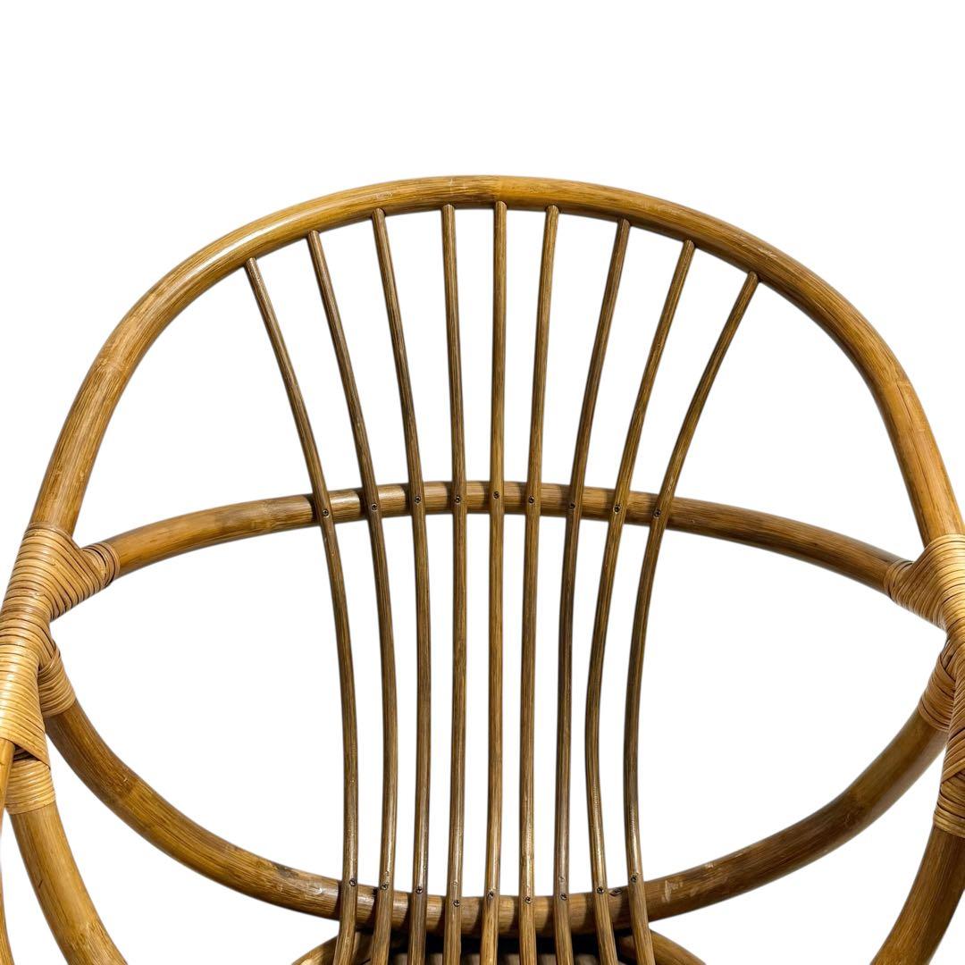 【希少】円形 ラタンチェア 籐椅子 ナチュラル家具 和モダン 美品 ナチュラル