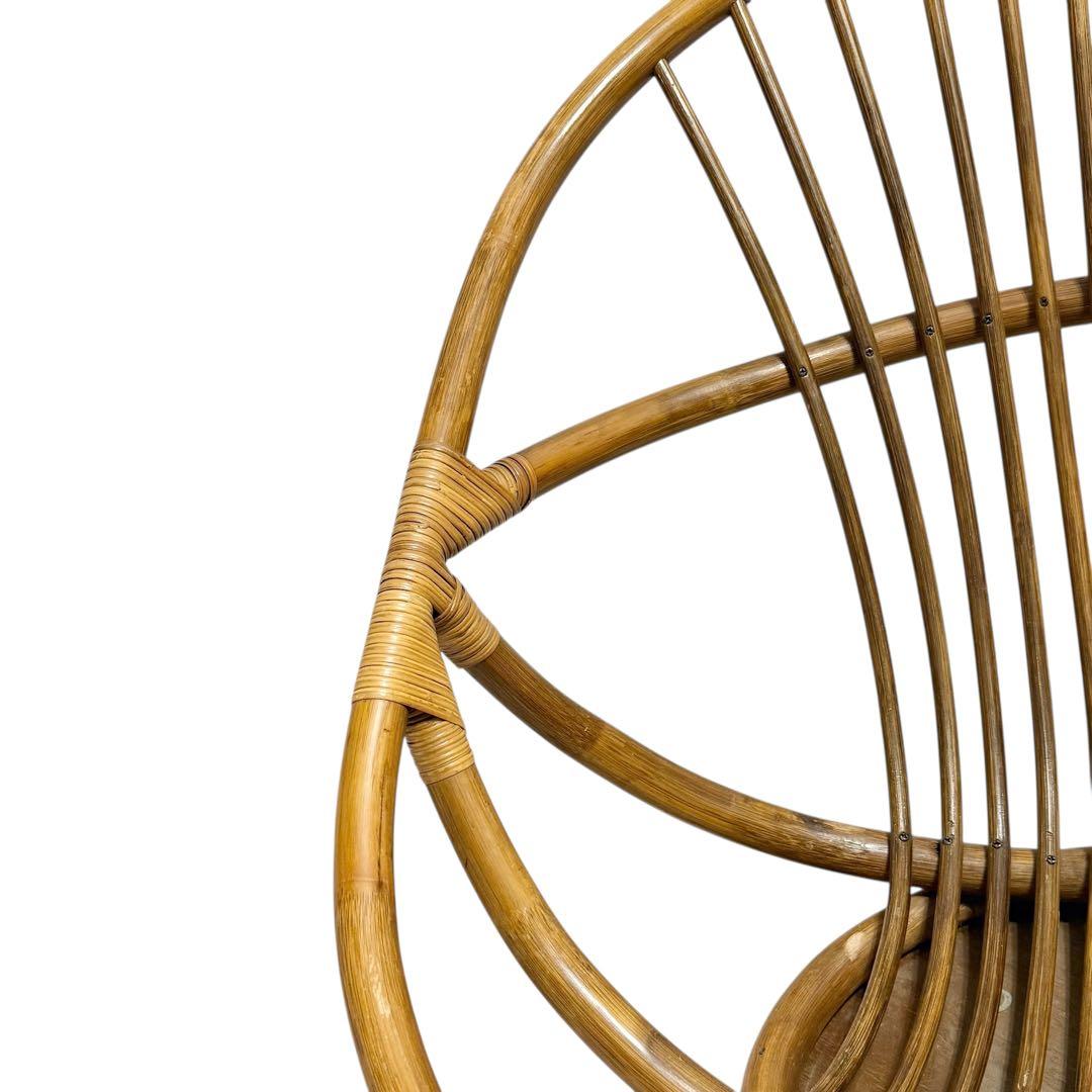【希少】円形 ラタンチェア 籐椅子 ナチュラル家具 和モダン 美品 ナチュラル