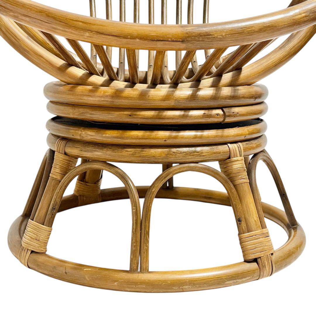 【希少】円形 ラタンチェア 籐椅子 ナチュラル家具 和モダン 美品 ナチュラル