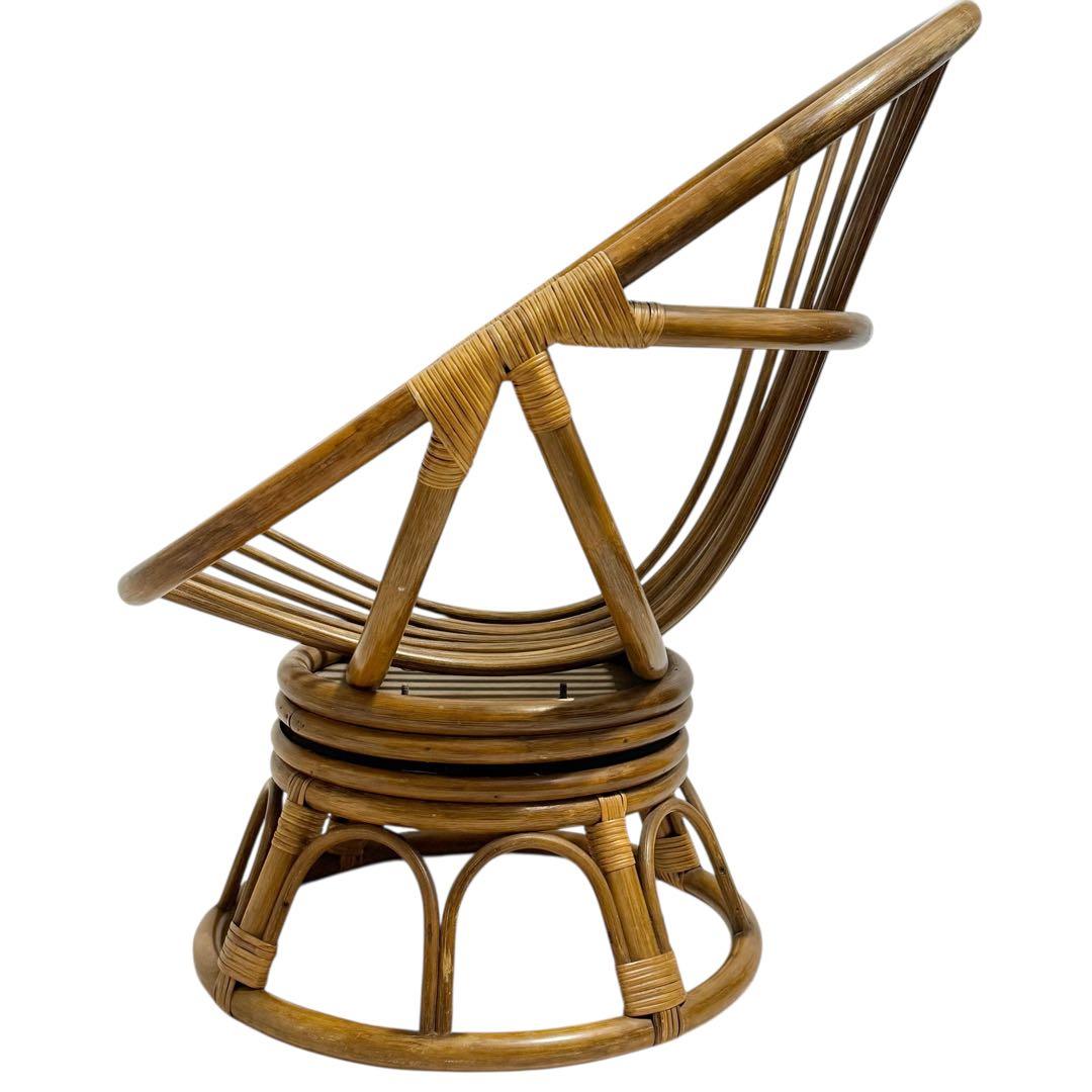 【希少】円形 ラタンチェア 籐椅子 ナチュラル家具 和モダン 美品 ナチュラル