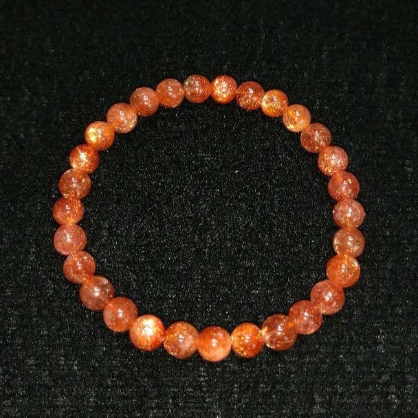 【極上,小粒】メラメラサンストーン ６㎜　ブレスレット　美品　希少　太陽石