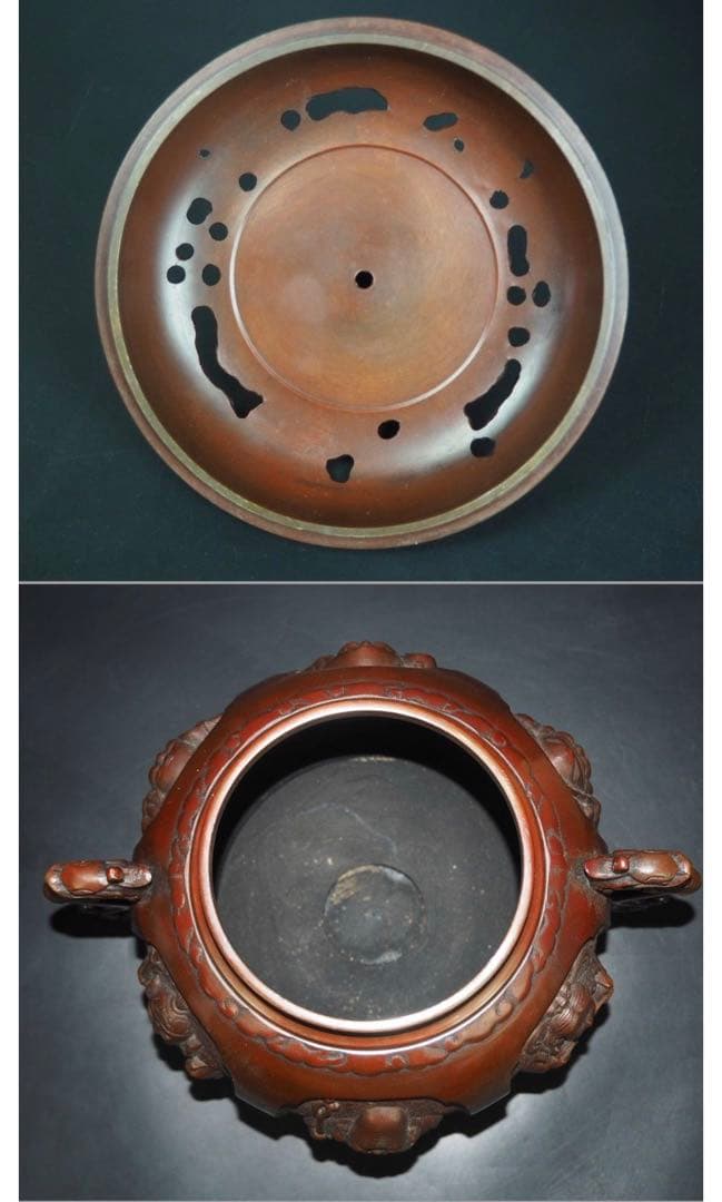 送料無料　瑞峰造 特大銅製七福神香炉　高さ31ｃｍ　時代物・美品