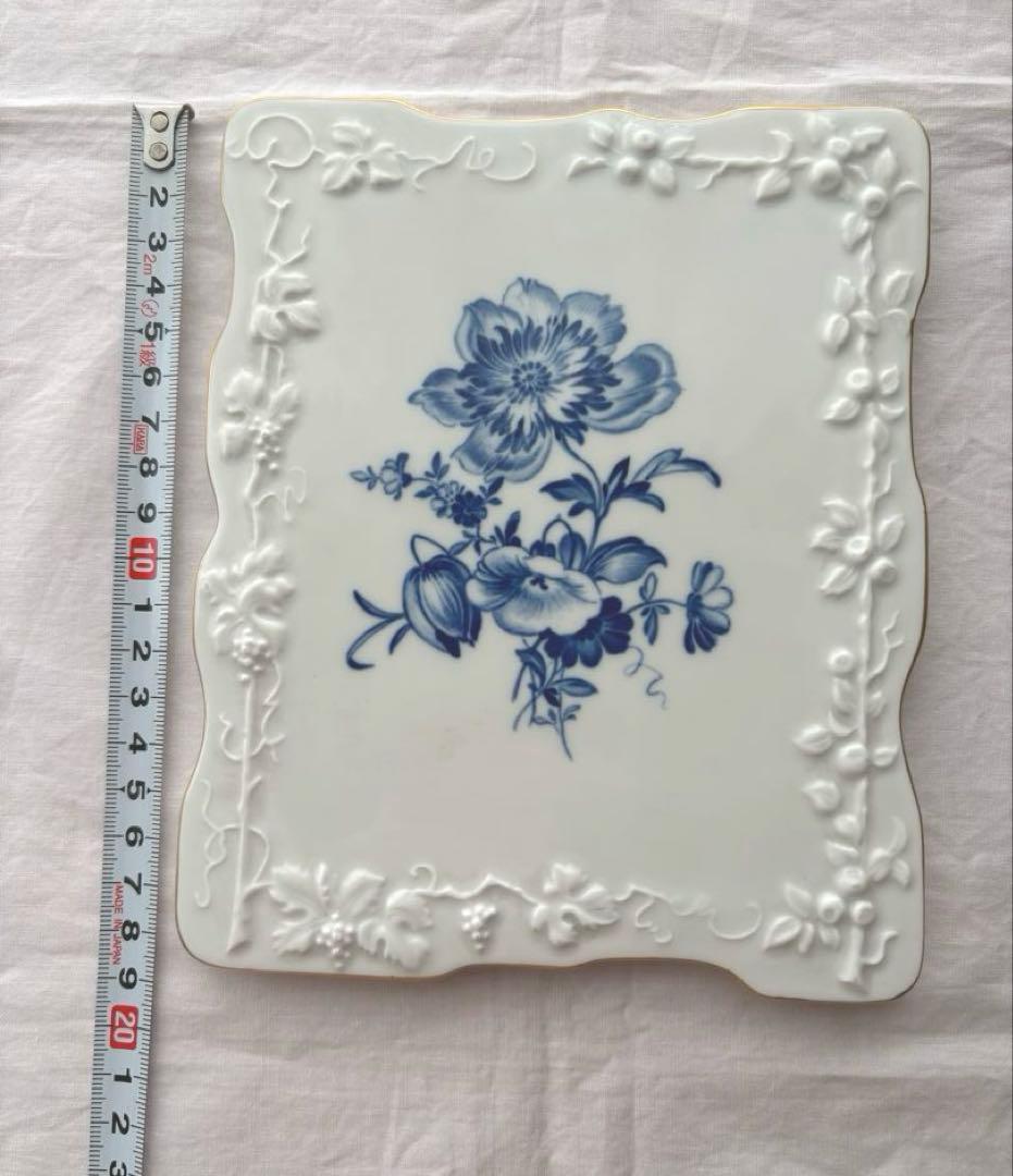 マイセン　陶板　飾り絵　ブルーフラワー