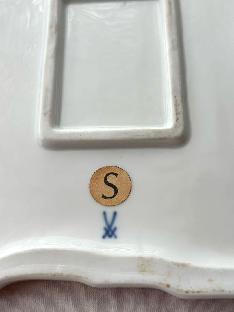 マイセン　陶板　飾り絵　ブルーフラワー