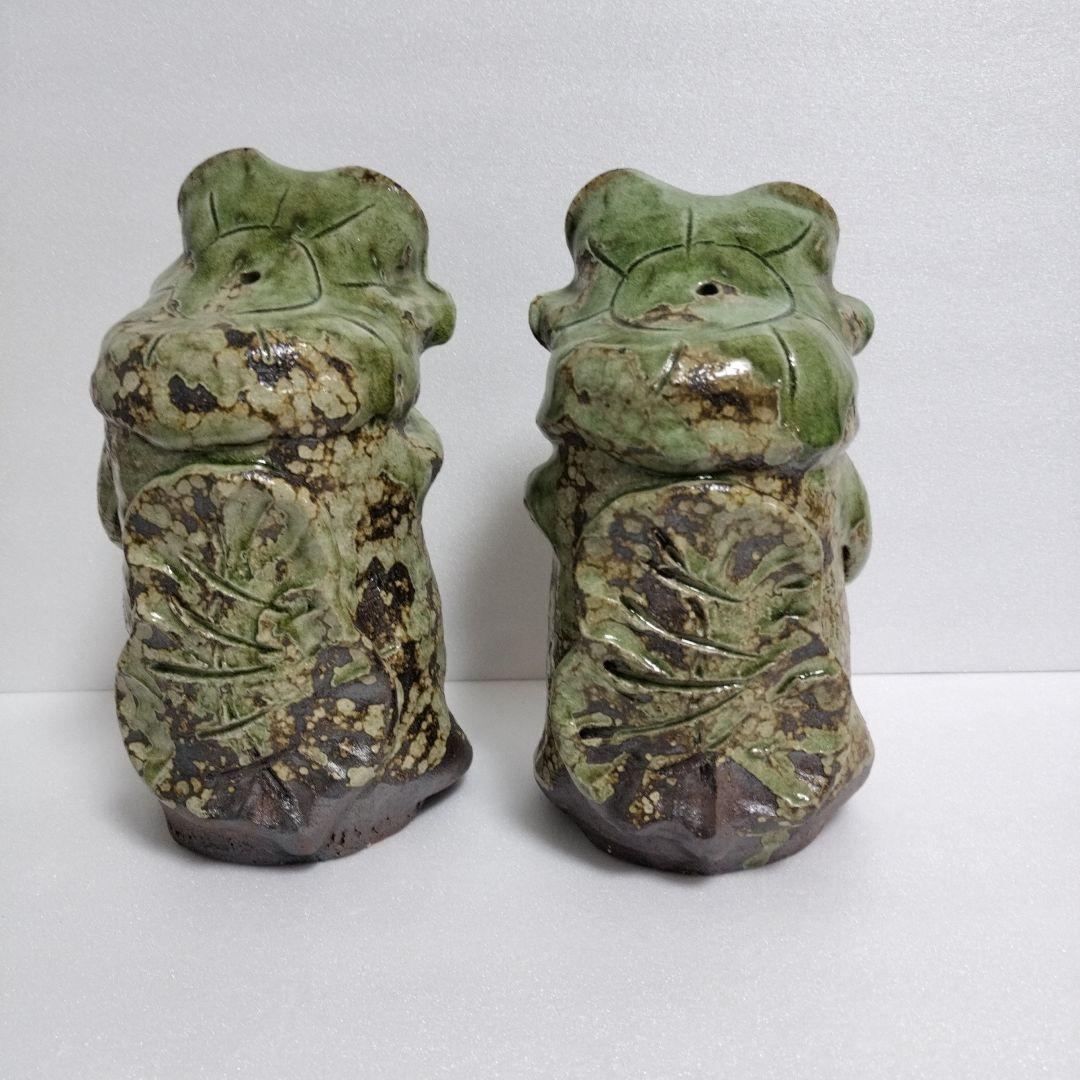 信楽焼 河童ペア(大・オス、メス) 縁起物のかっぱ置物　極レア
