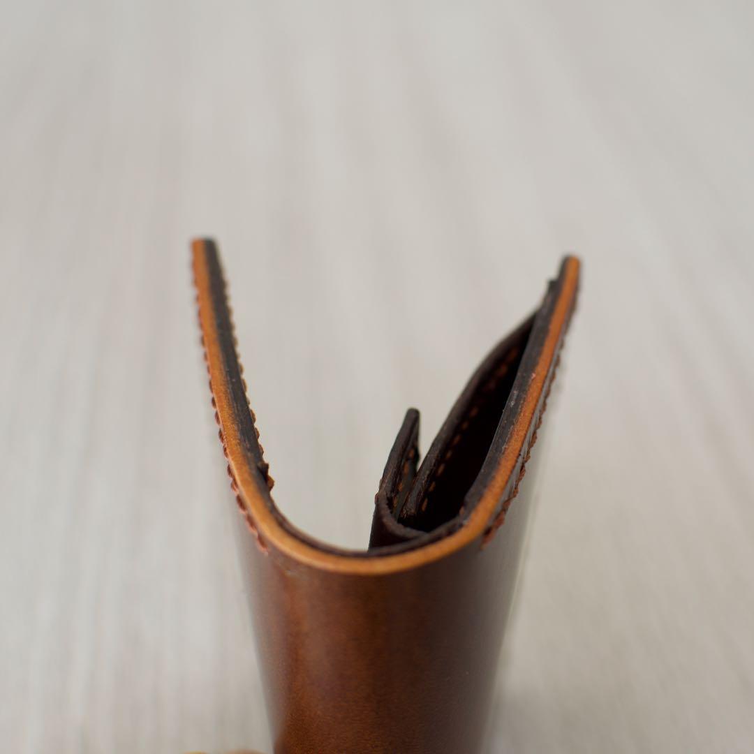 イタリアンレザー二つ折り財布　コンパクトウォレット