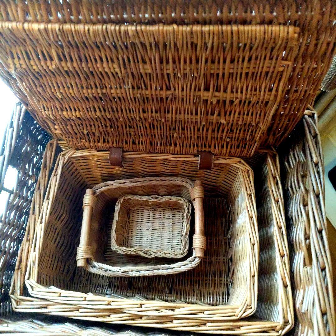 5点セット フタ付 カゴ 収納 小物入れ ラタンバスケット 藤　ラタン