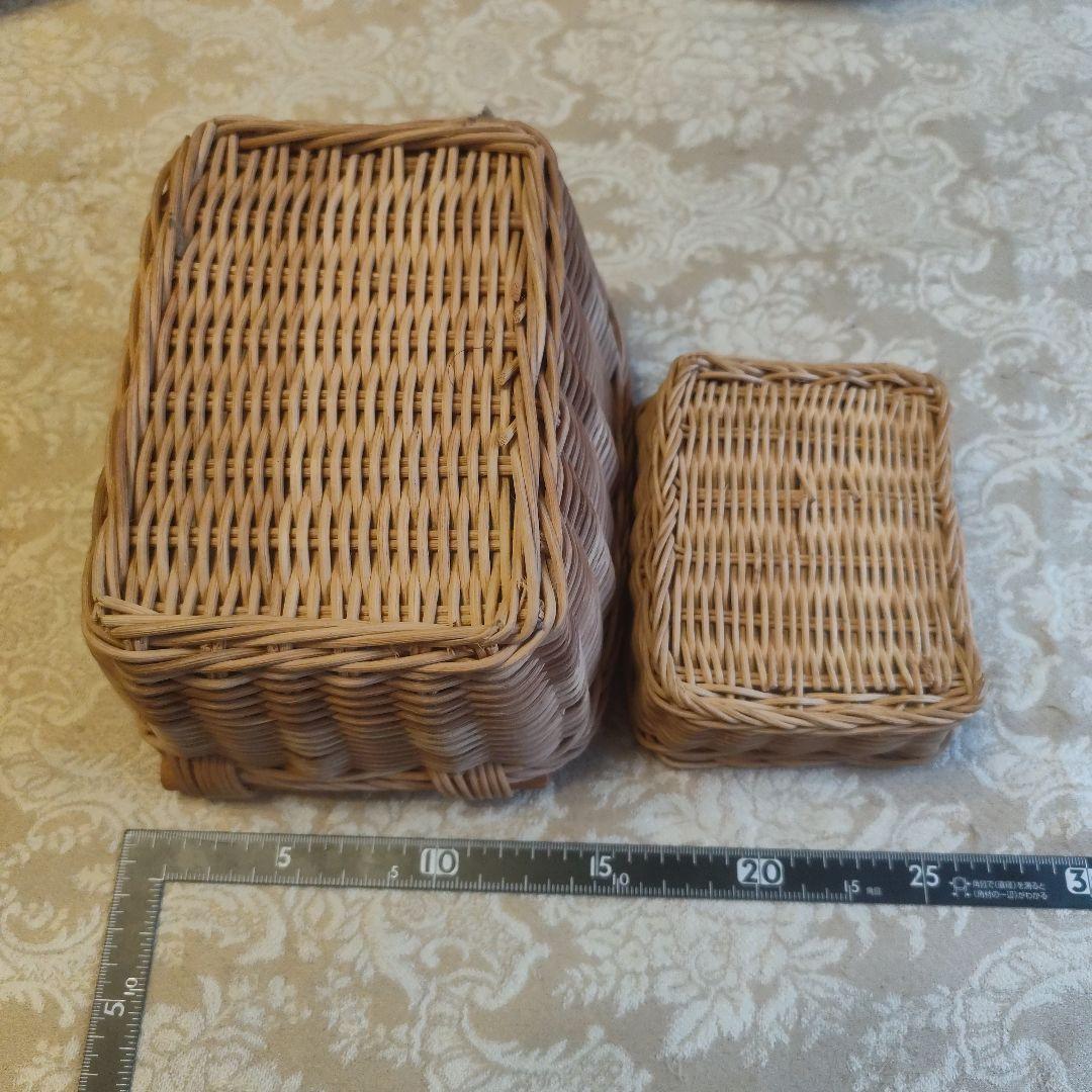 5点セット フタ付 カゴ 収納 小物入れ ラタンバスケット 藤　ラタン