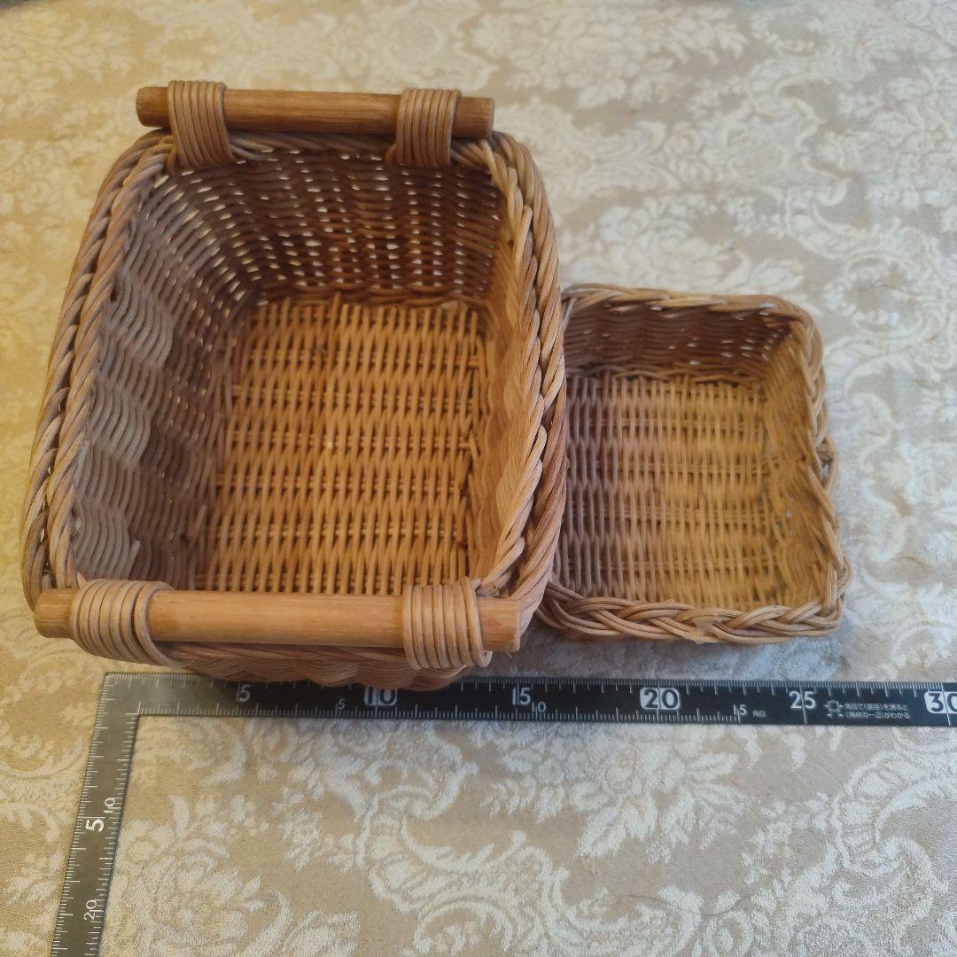 5点セット フタ付 カゴ 収納 小物入れ ラタンバスケット 藤　ラタン