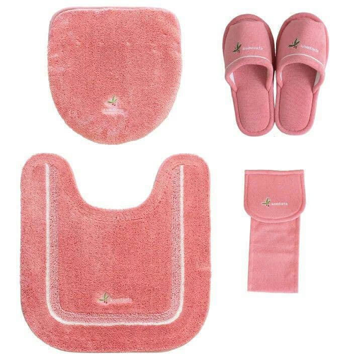 トイレマット 新品 セット 4点 ピンク 吸着タイプ 洗浄普通型兼用型r