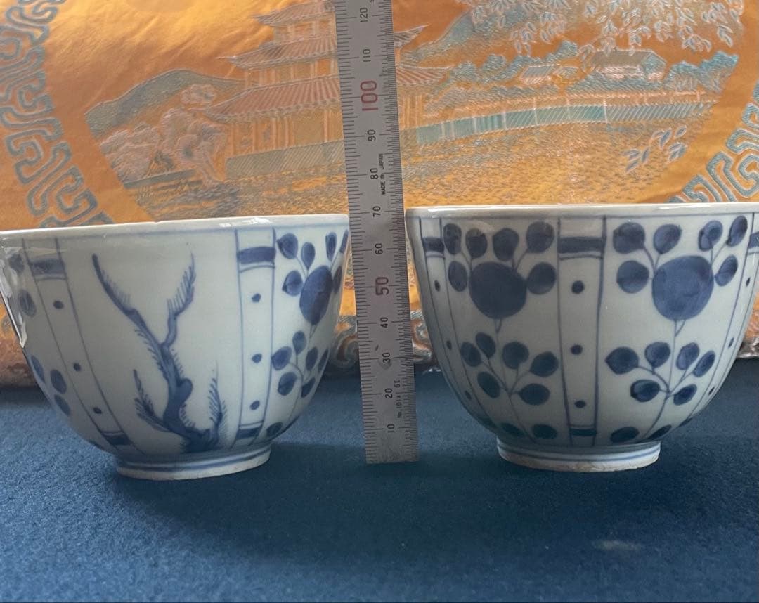 清朝染付茶碗2客セット