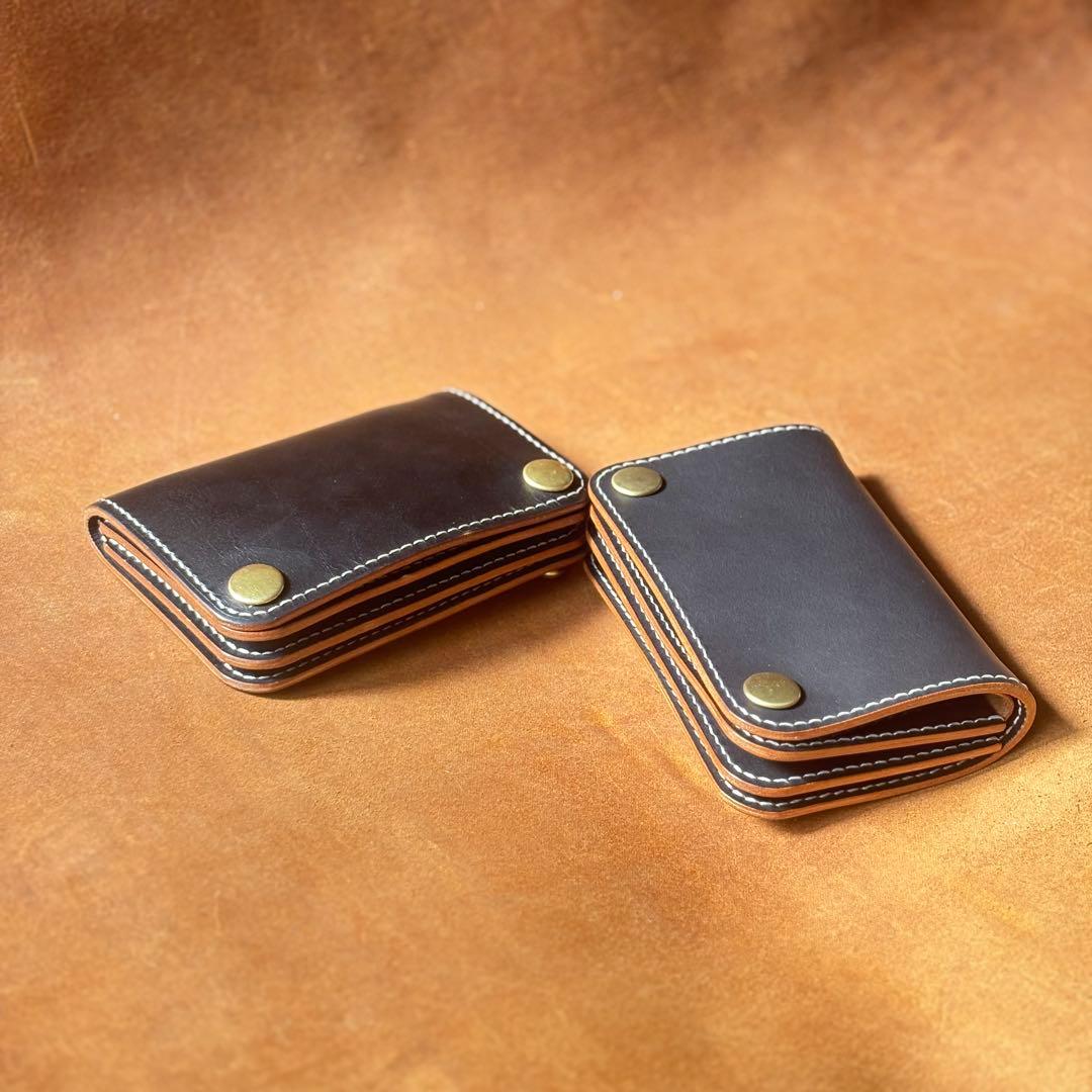 ミドルトラッカーウォレット 本革 茶芯ブラック 真鍮 メンズ