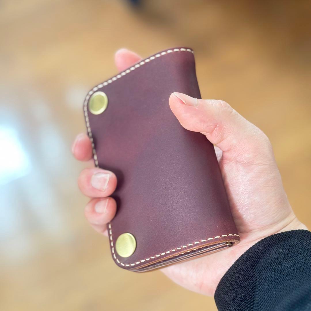 ミドルトラッカーウォレット 本革 茶芯ブラック 真鍮 メンズ