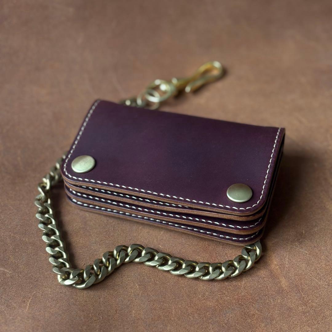 ミドルトラッカーウォレット 本革 茶芯ブラック 真鍮 メンズ