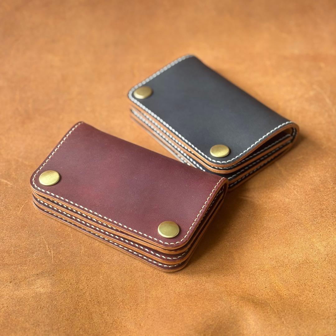 ミドルトラッカーウォレット 本革 茶芯ブラック 真鍮 メンズ