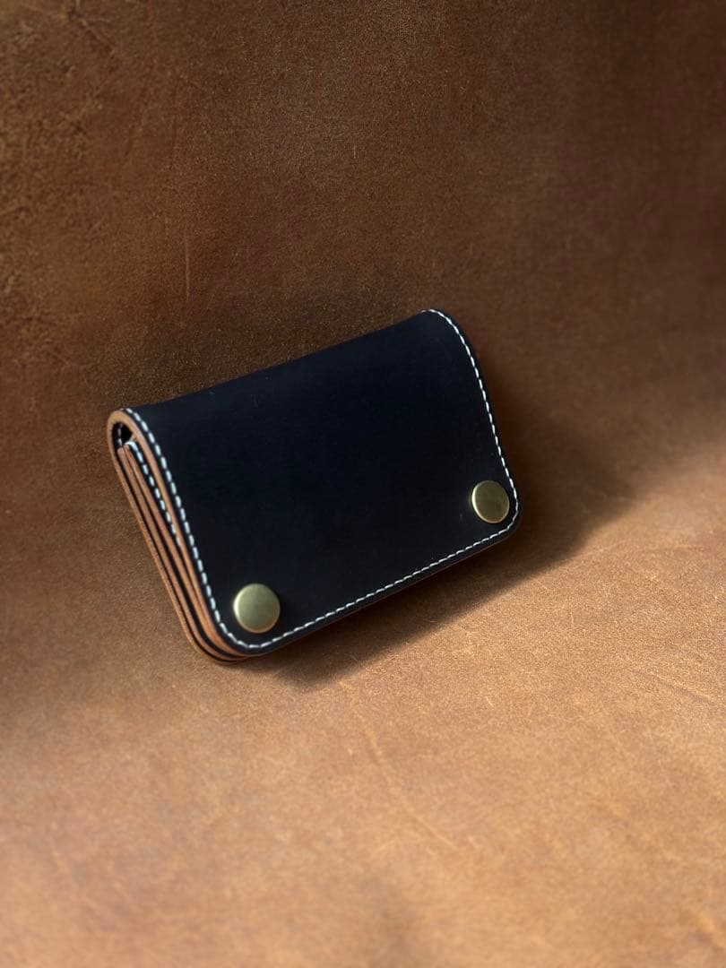 ミドルトラッカーウォレット 本革 茶芯ブラック 真鍮 メンズ