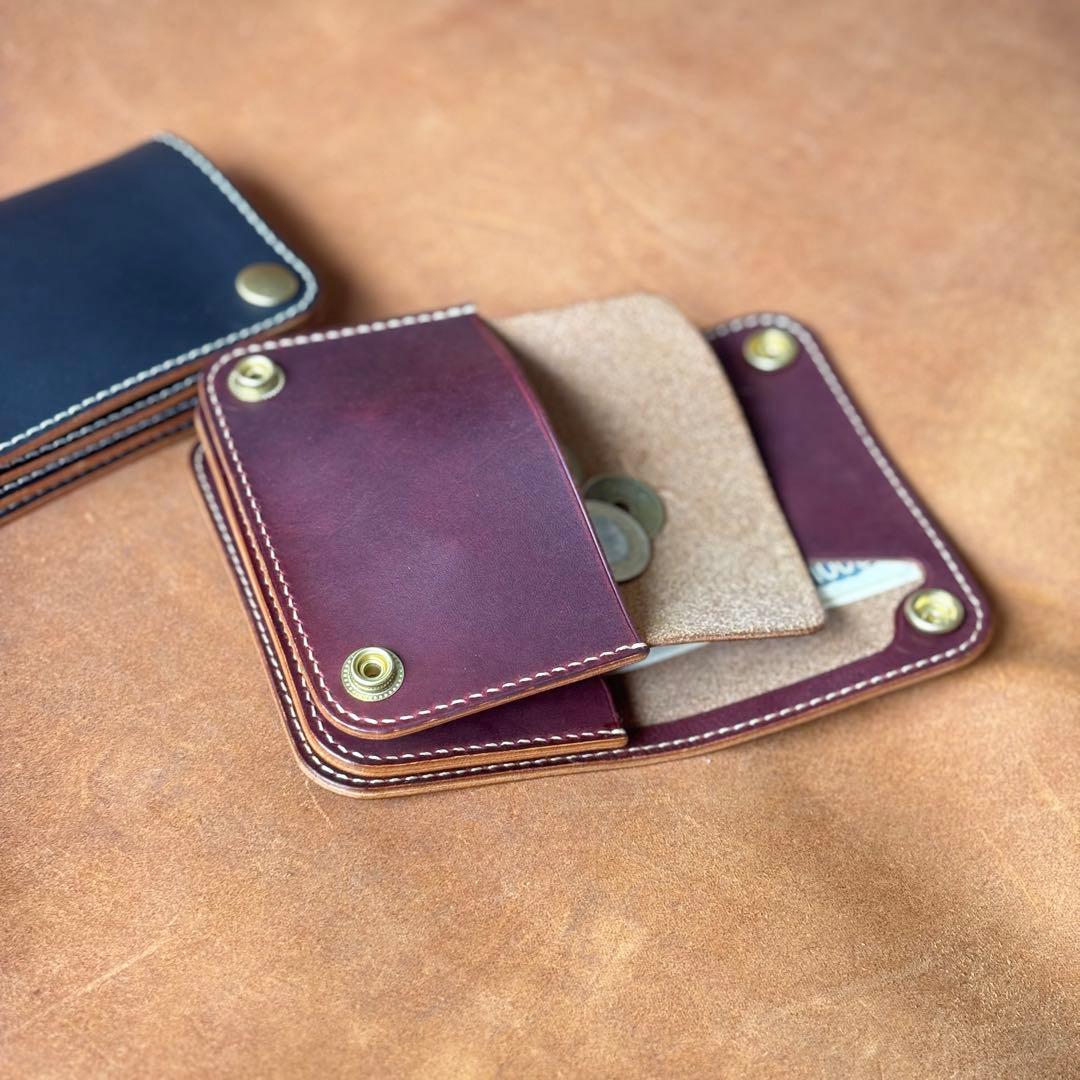 ミドルトラッカーウォレット 本革 茶芯ブラック 真鍮 メンズ