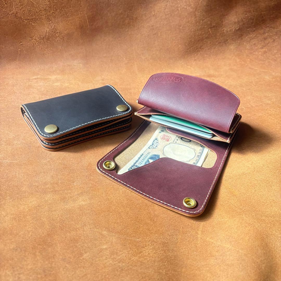 ミドルトラッカーウォレット 本革 茶芯ブラック 真鍮 メンズ