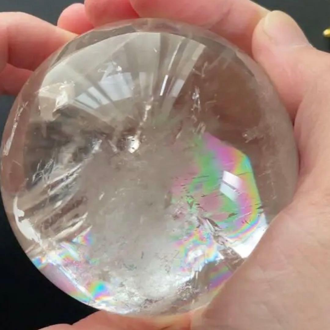 温感水晶 77.0mm 激レアスフィア クリスタル 台座付き 天然石 浄化