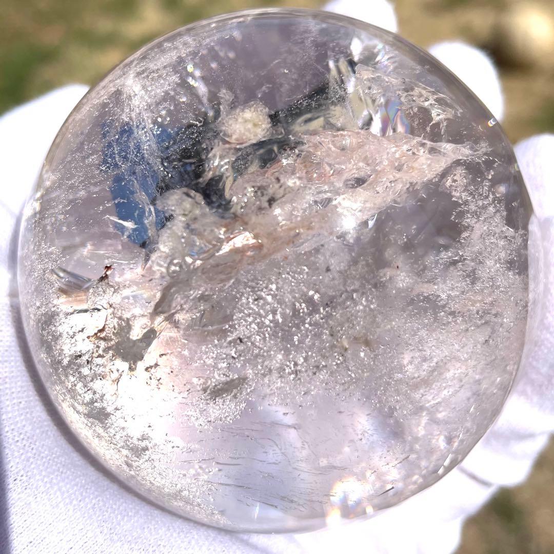 温感水晶 77.0mm 激レアスフィア クリスタル 台座付き 天然石 浄化