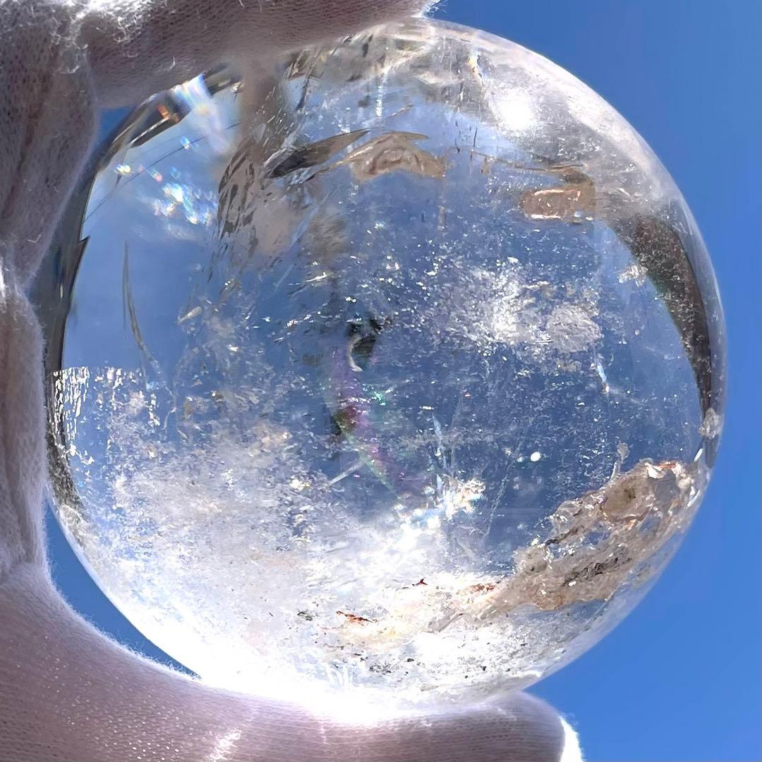 温感水晶 77.0mm 激レアスフィア クリスタル 台座付き 天然石 浄化