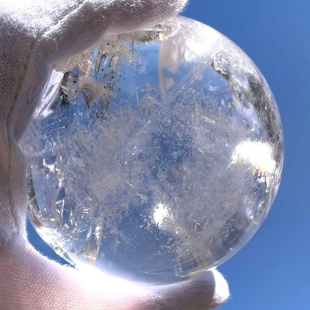 温感水晶 77.0mm 激レアスフィア クリスタル 台座付き 天然石 浄化