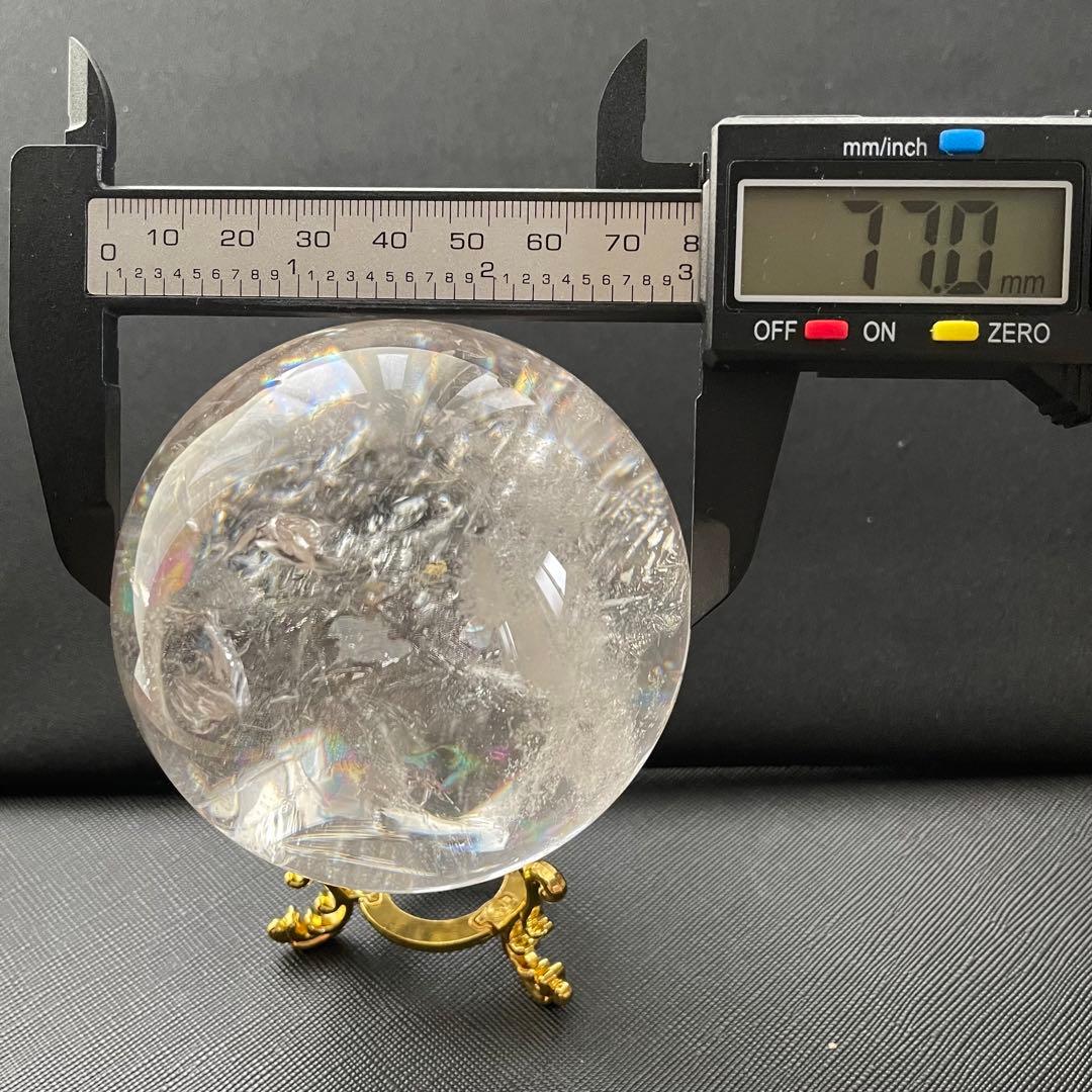 温感水晶 77.0mm 激レアスフィア クリスタル 台座付き 天然石 浄化