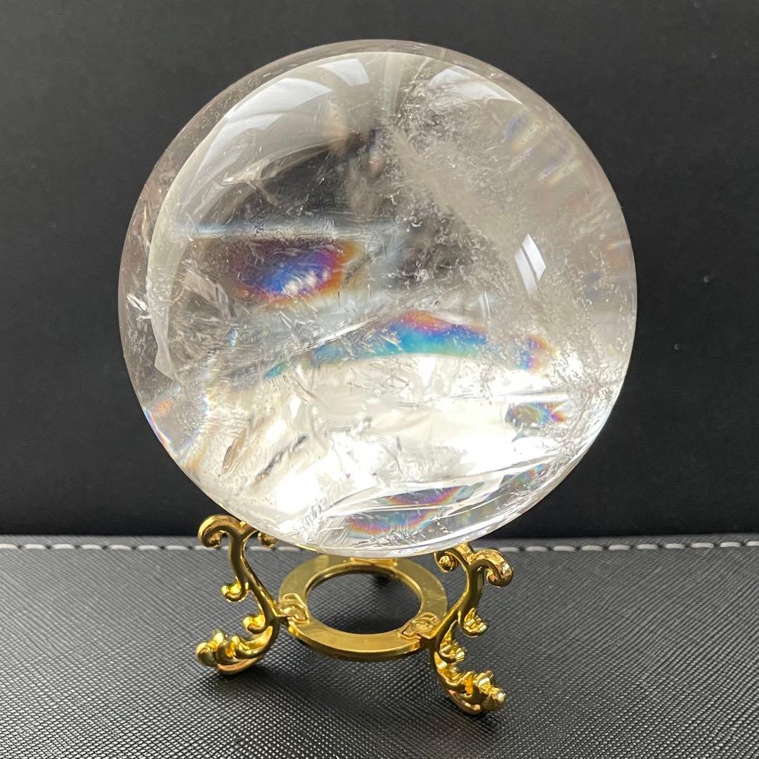 温感水晶 77.0mm 激レアスフィア クリスタル 台座付き 天然石 浄化