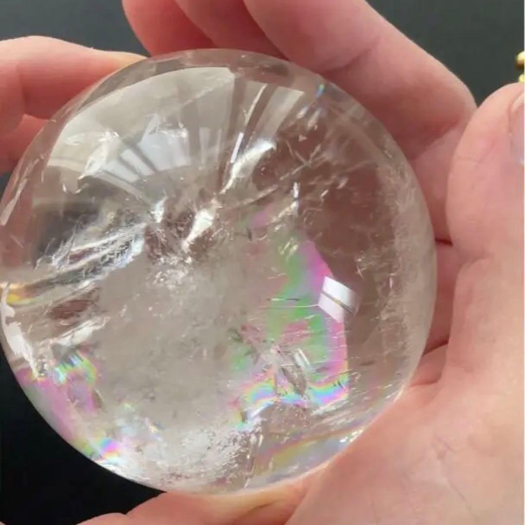 温感水晶 77.0mm 激レアスフィア クリスタル 台座付き 天然石 浄化
