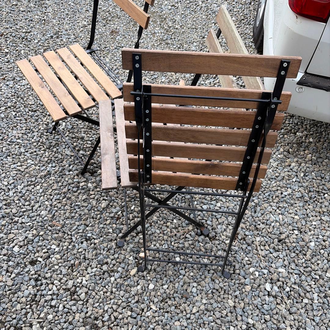 IKEA 折り畳みガーデンチェア　3客セット　まとめ　木製　黒　ブラウン