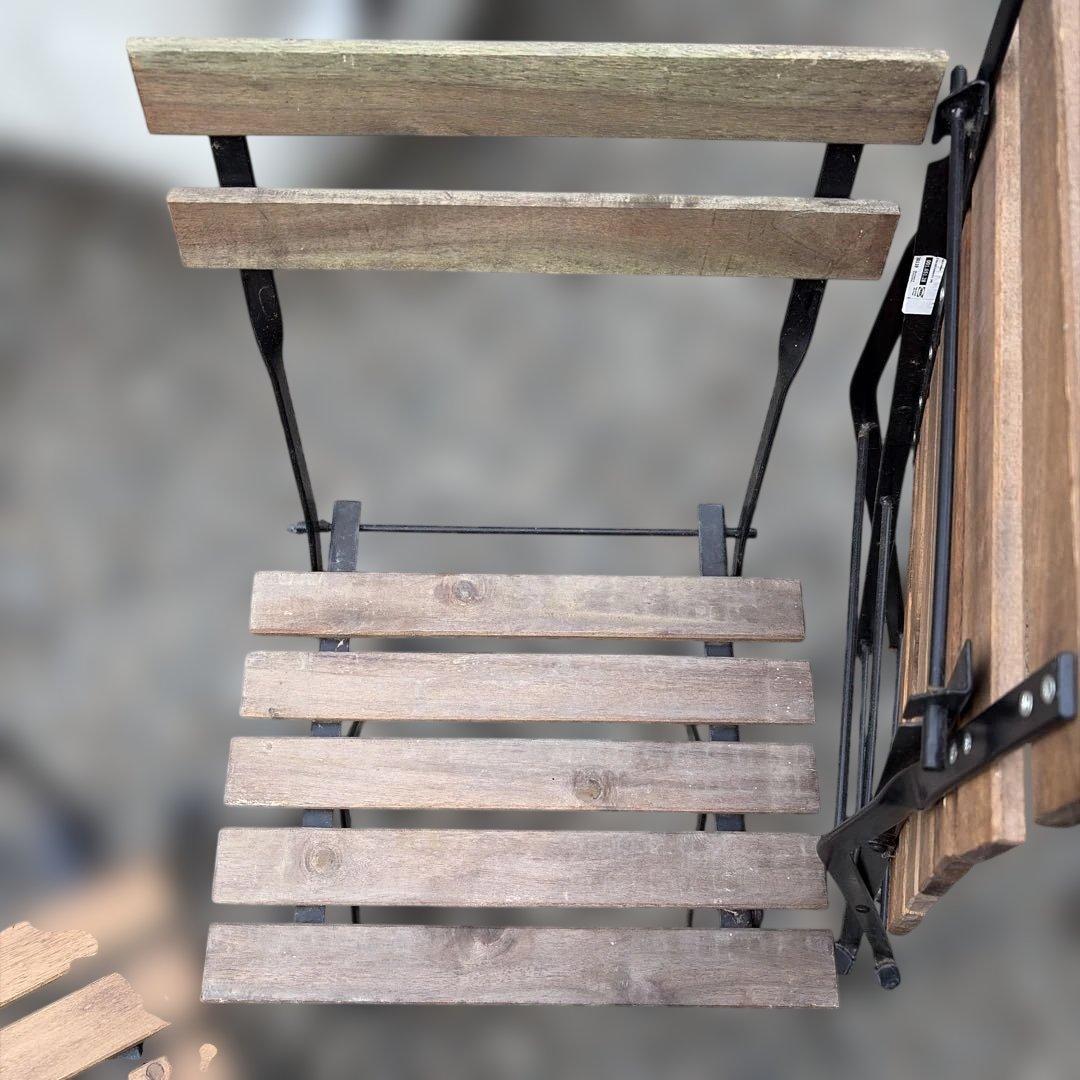 IKEA 折り畳みガーデンチェア　3客セット　まとめ　木製　黒　ブラウン