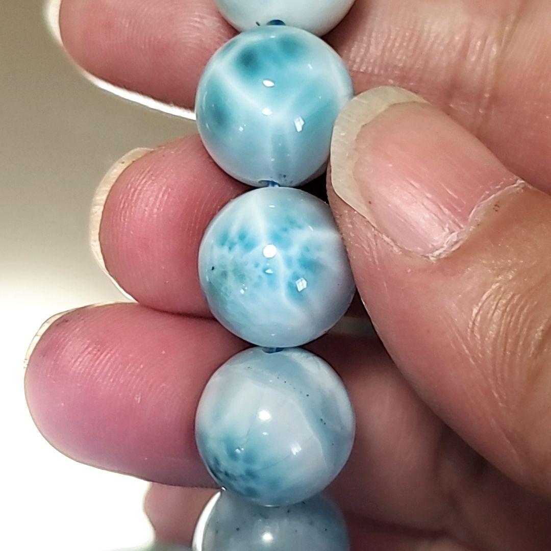 新品 未使用 約13.7㎜玉 天然 ラリマー ブルーペクトライト ブレスレット