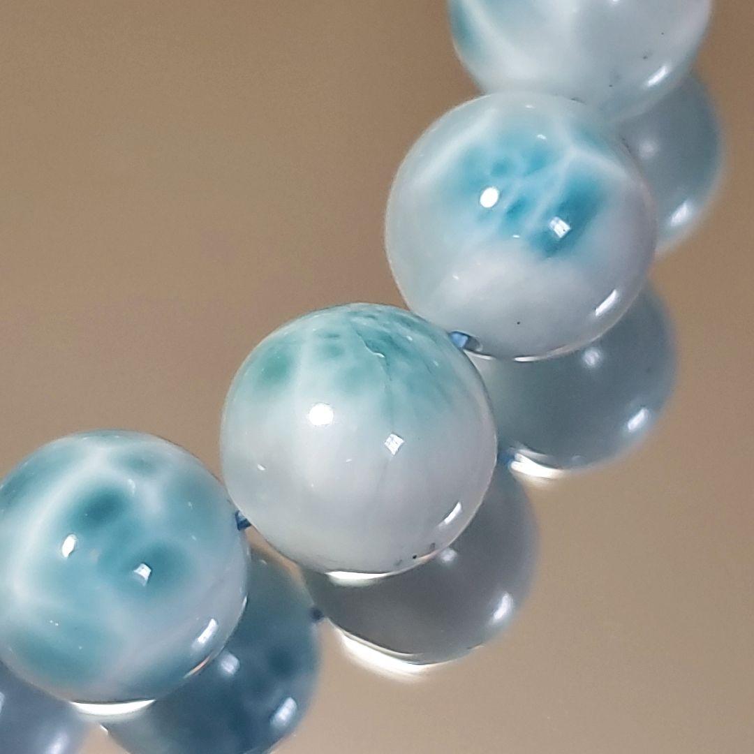 新品 未使用 約13.7㎜玉 天然 ラリマー ブルーペクトライト ブレスレット